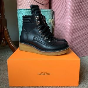 Swedish Hasbeens Leather natural rubber boots